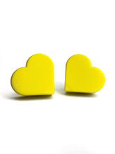 Load image into Gallery viewer, yellow color heart shaped roller skate toe stop on a white background